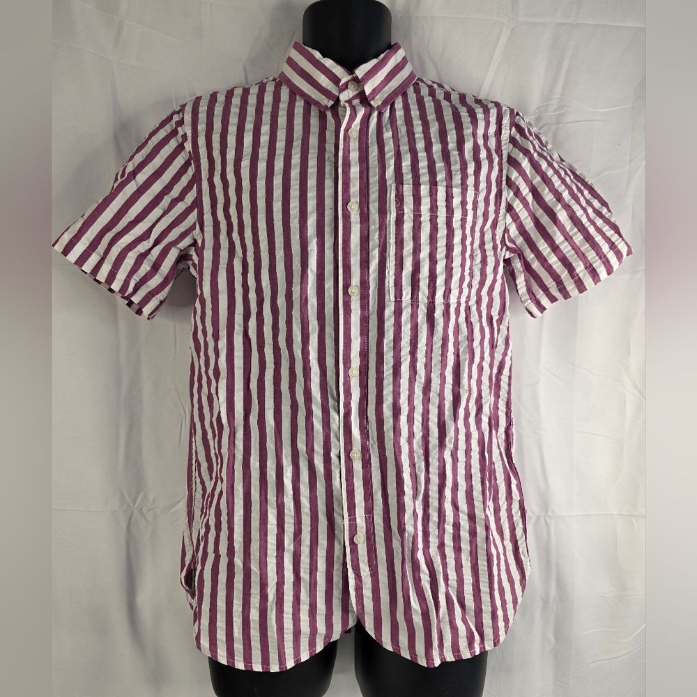Houston White Button Down Striped Short Sleeve Shirt Size Small NWT AQ-2167